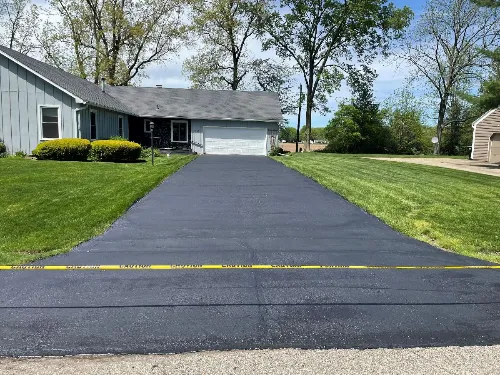 Residential driveway after sealcoating service