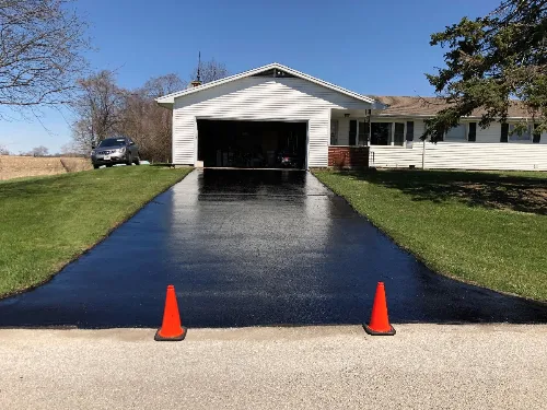 Residential driveway after sealcoating service