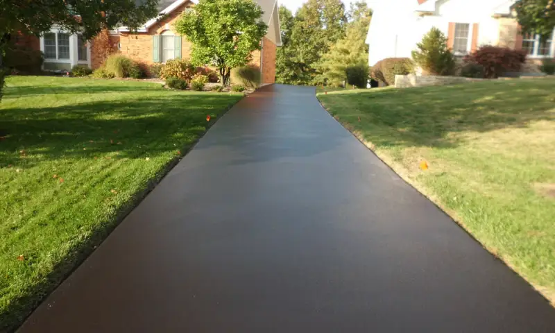 A newly constructed asphalt pathway